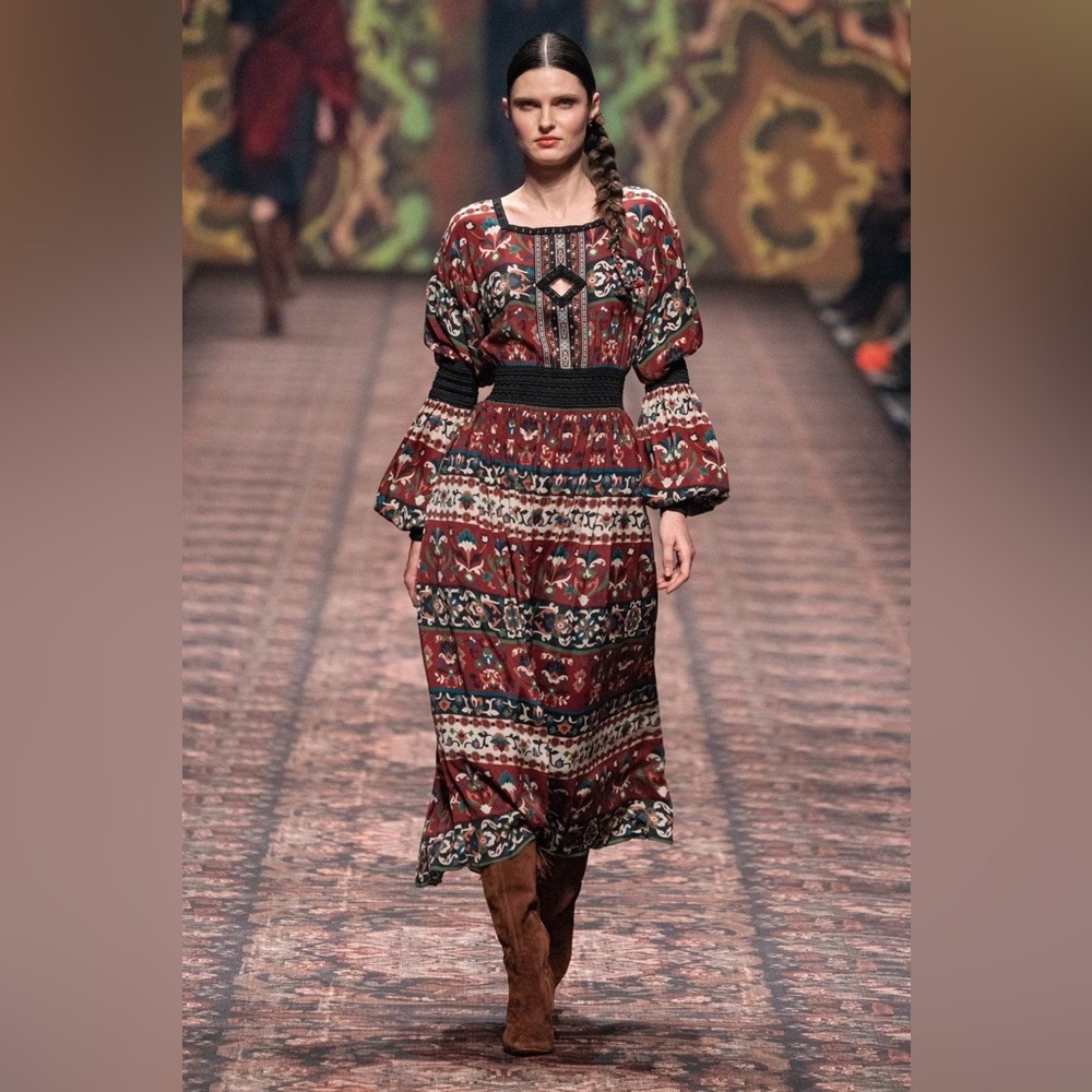 Lena Hoschek Bohemian folklore Floral Print midi Dress